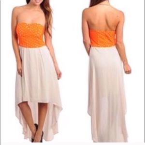 Peach’s & Cream Hi-low maxi dress NWT
